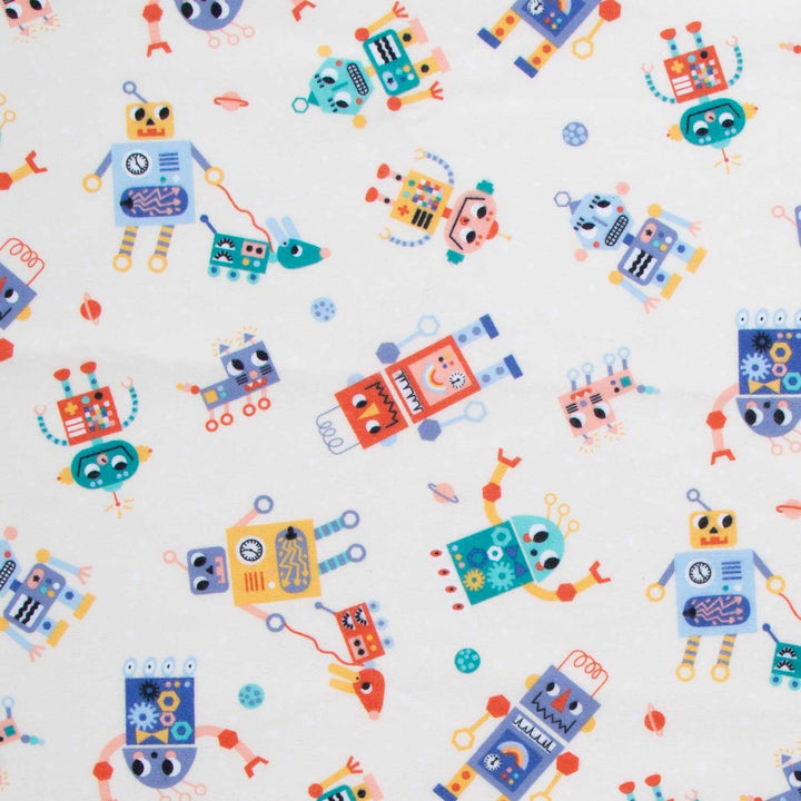 Astrobots Flannel - Robots Natural Yardage