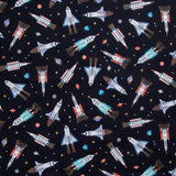 Astrobots Flannel - Rockets Black Yardage
