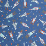 Astrobots Flannel - Rockets Cobalt Yardage