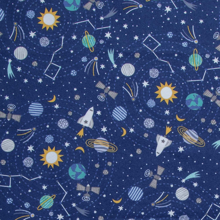 Astrobots Flannel - Planets Midnight Yardage