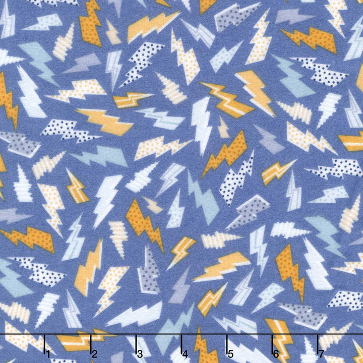 Astrobots Flannel - Lightning Blue Yardage