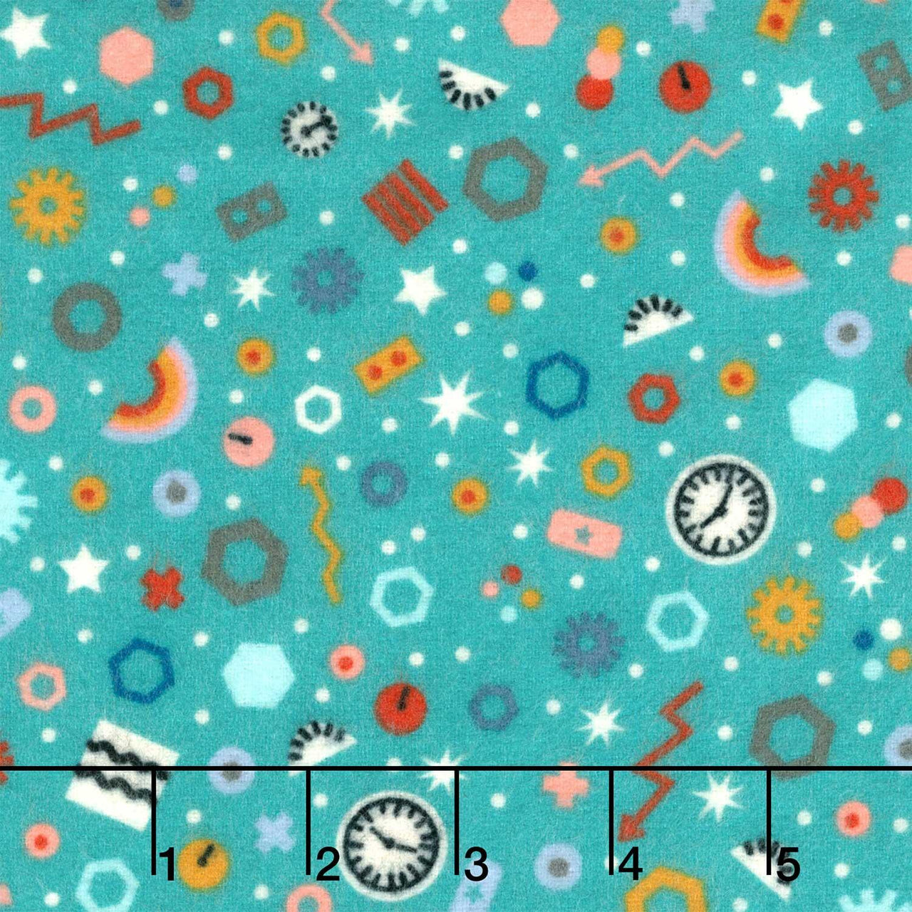 Astrobots Flannel - Bolts Teal Yardage