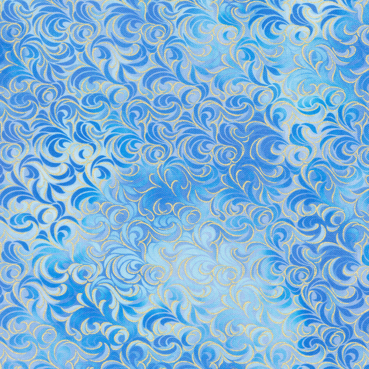 Mixed Metallics - Swirls Sky Metallic Yardage