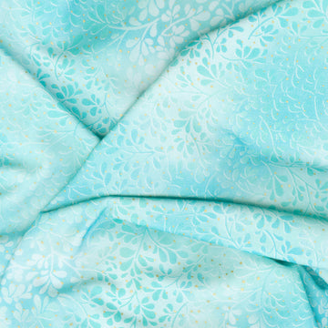 Mixed Metallics - Leaves Sea Glass Metallic Yardage