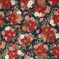 Holiday Flourish Peppermint Twist - Poinsettias Black Metallic Yardage