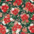 Holiday Flourish Peppermint Twist - Poinsettias Pine Metallic Yardage