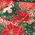 Holiday Flourish Peppermint Twist - Poinsettias Pine Metallic Yardage