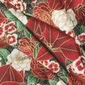 Holiday Flourish Peppermint Twist - Flowers Black Metallic Yardage