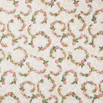 Holiday Flourish Peppermint Twist - Peppermint Candies Vanilla Metallic Yardage