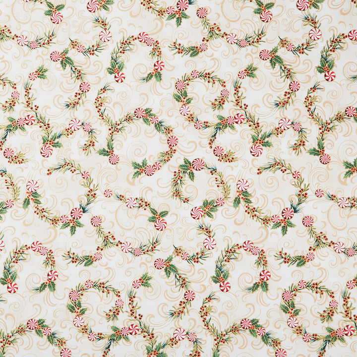 Holiday Flourish Peppermint Twist - Peppermint Candies Vanilla Metallic Yardage