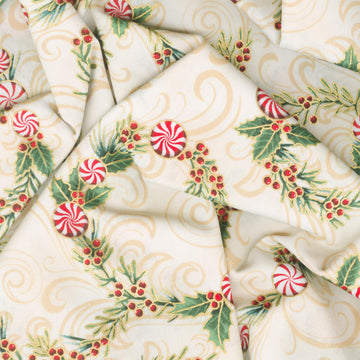Holiday Flourish Peppermint Twist - Peppermint Candies Vanilla Metallic Yardage
