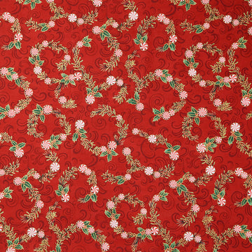 Holiday Flourish Peppermint Twist - Peppermint Candies Scarlet Metallic Yardage