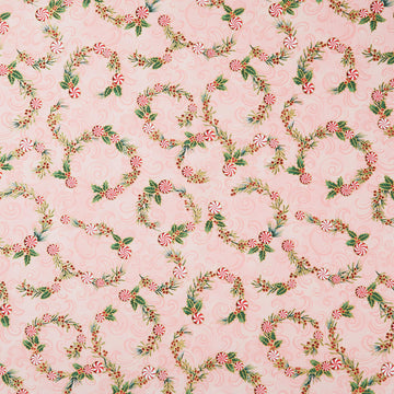 Holiday Flourish Peppermint Twist - Peppermint Candies Camellia Metallic Yardage