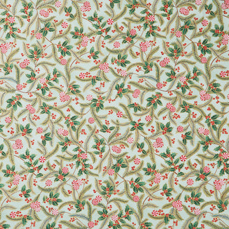 Holiday Flourish Peppermint Twist - Sprigs Sage Metallic Yardage