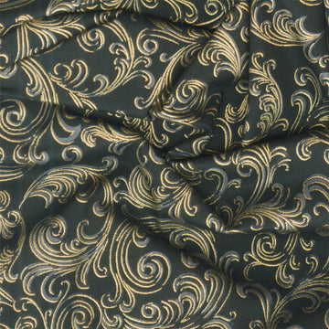 Holiday Flourish Peppermint Twist - Swirls Black Metallic Yardage