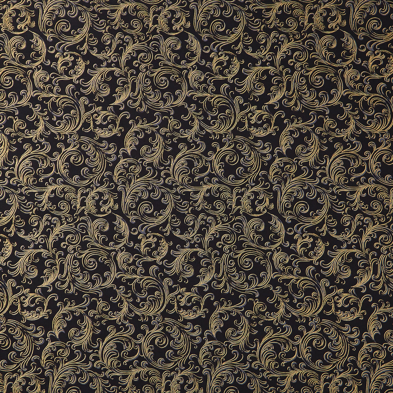 Holiday Flourish Peppermint Twist - Swirls Black Metallic Yardage