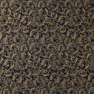 Holiday Flourish Peppermint Twist - Swirls Black Metallic Yardage