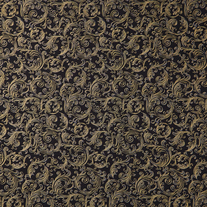 Holiday Flourish Peppermint Twist - Swirls Black Metallic Yardage