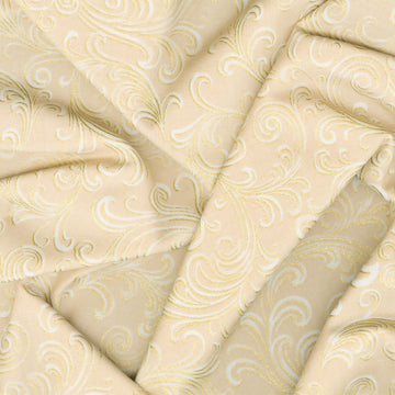 Holiday Flourish Peppermint Twist - Swirls Cream Metallic Yardage