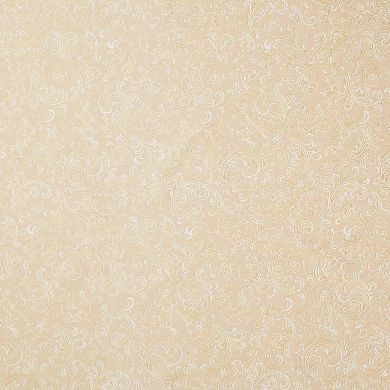 Holiday Flourish Peppermint Twist - Swirls Cream Metallic Yardage