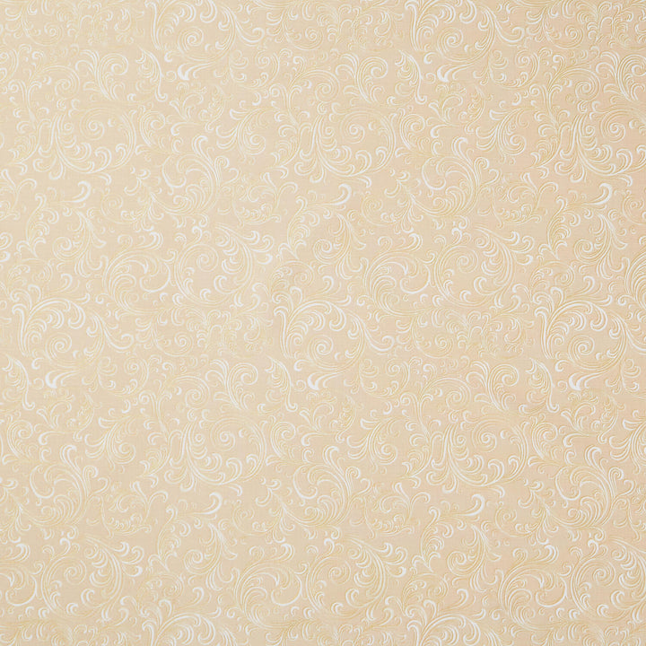 Holiday Flourish Peppermint Twist - Swirls Cream Metallic Yardage
