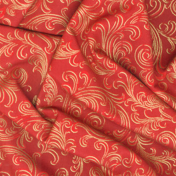 Holiday Flourish Peppermint Twist - Swirls Crimson Metallic Yardage