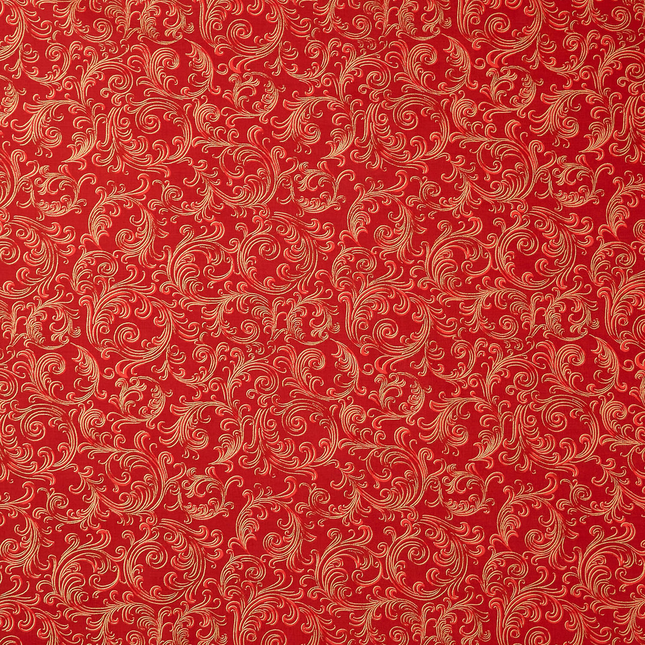Holiday Flourish Peppermint Twist - Swirls Crimson Metallic Yardage