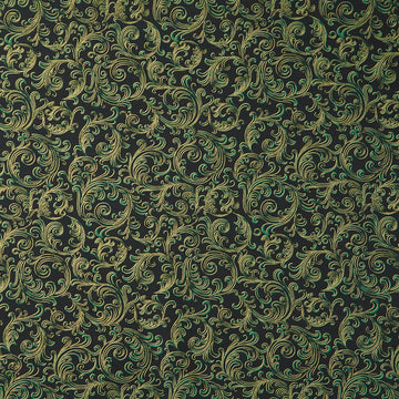 Holiday Flourish Peppermint Twist - Swirls Pine Metallic Yardage