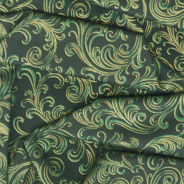 Holiday Flourish Peppermint Twist - Swirls Pine Metallic Yardage