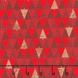Holiday Flourish - Peppermint Twist Triangles Crimson Metallic Yardage