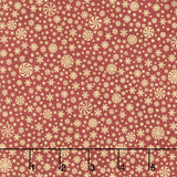 Holiday Flourish - Peppermint Twist Snowflakes Cranberry Metallic Yardage