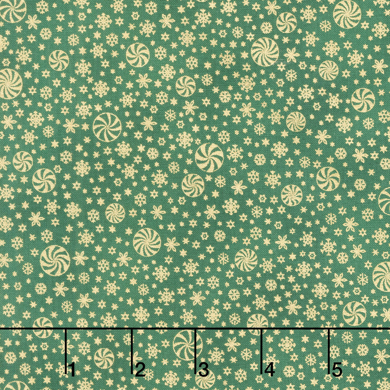 Holiday Flourish - Peppermint Twist Snowflakes Pine Metallic Yardage