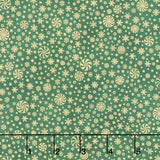Holiday Flourish - Peppermint Twist Snowflakes Pine Metallic Yardage
