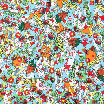 How the Grinch Stole Christmas - Comic Grinch Holiday Yardage