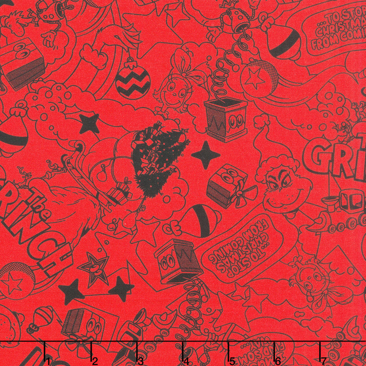 How the Grinch Stole Christmas - Tonal Grinch Red Yardage