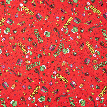 How the Grinch Stole Christmas - Grinch Icon Toss Red Yardage