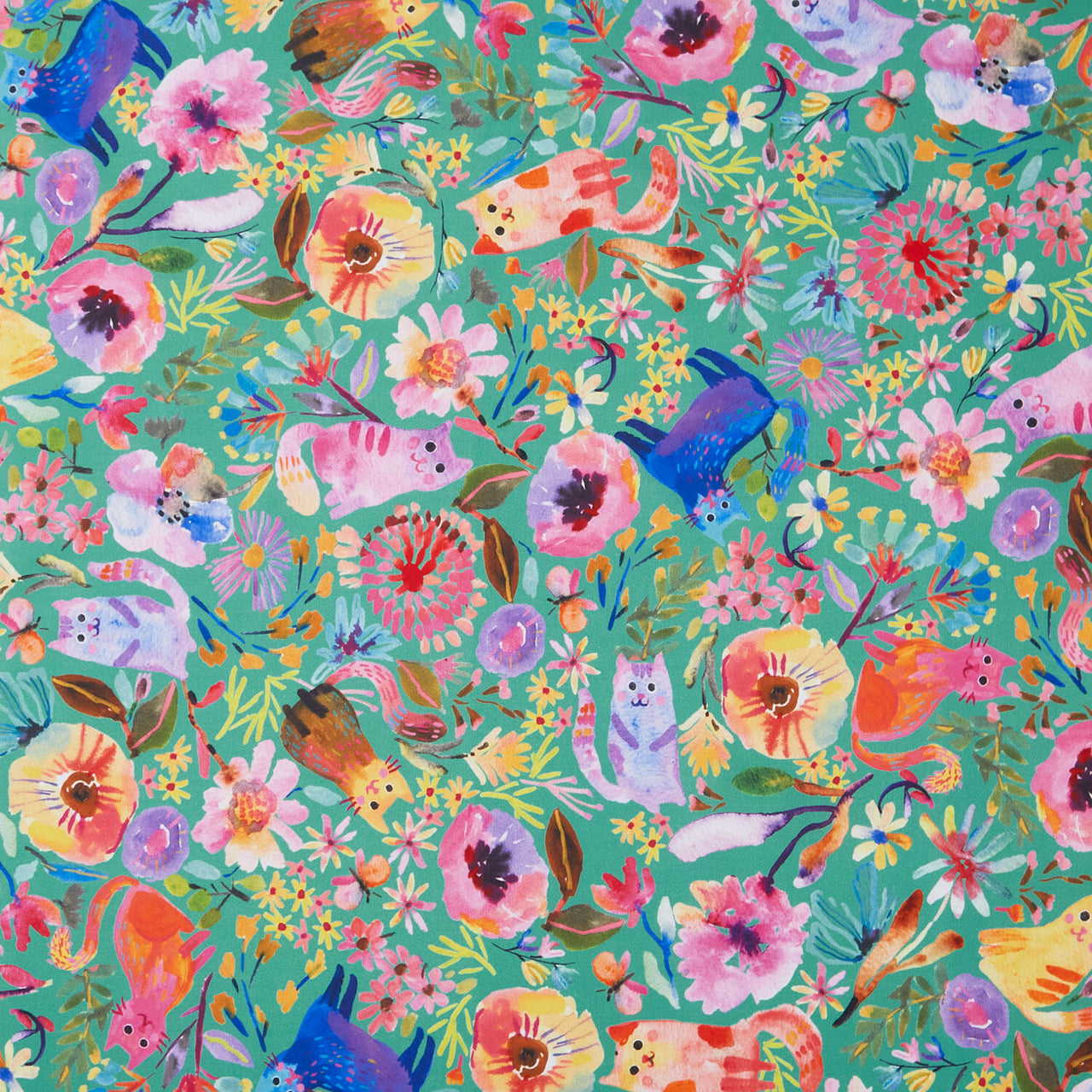 Whisker Wonderland - Floral Jade Yardage