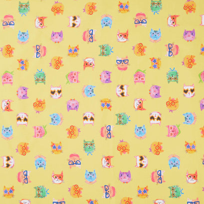 Whisker Wonderland - Cat Faces Daffodil Yardage