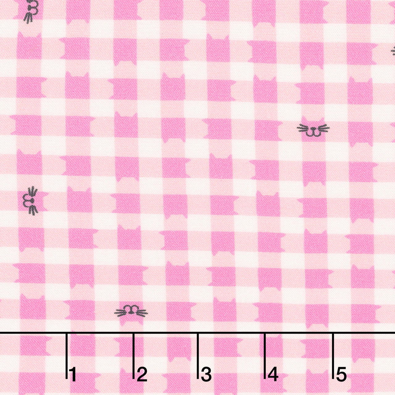 Whisker Wonderland - Cat Gingham Pink Lemonade Yardage