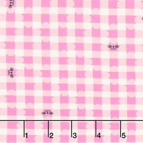 Whisker Wonderland - Cat Gingham Pink Lemonade Yardage