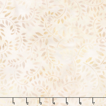 Artisan Batiks - Morning Mist Swirly Leaves Natural Yardage