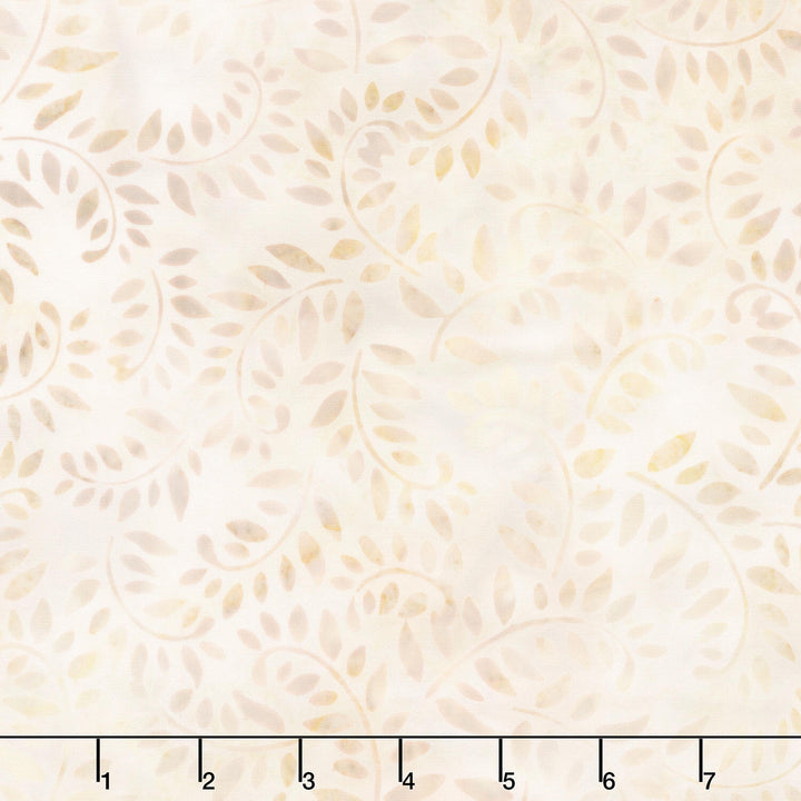 Artisan Batiks - Morning Mist Swirly Leaves Natural Yardage