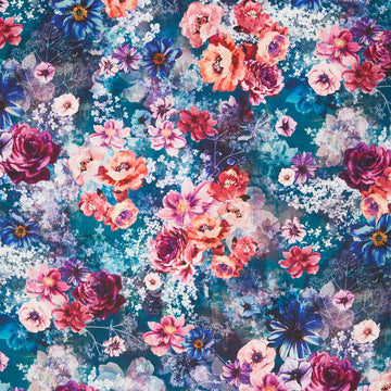 Meadow Mystique - Florals Teal Yardage