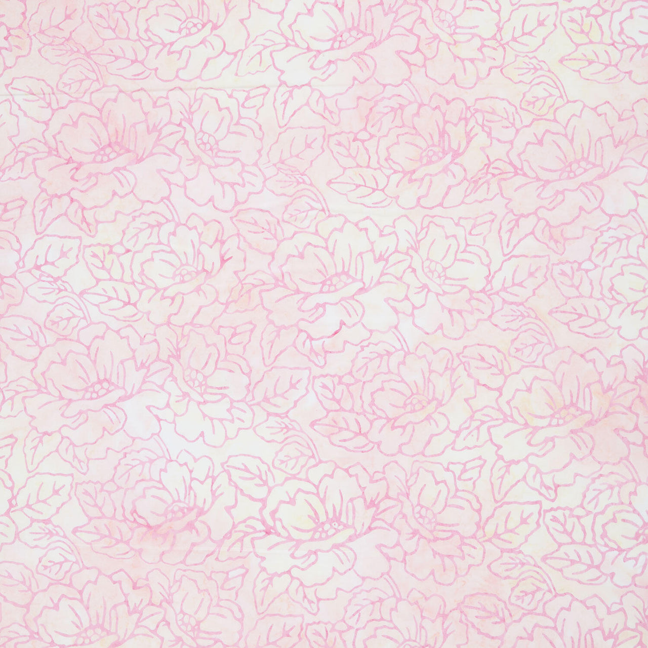 Artisan Batiks - Sweet Blossoms Line Drawn Flowers Pink Nectar Yardage