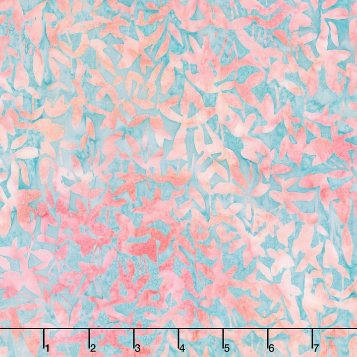 Artisan Batiks - Sweet Blossoms Leaves, Stems Sunrise Yardage