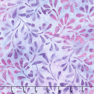 Artisan Batiks - Dancing Petals Sprigs Lilac Yardage