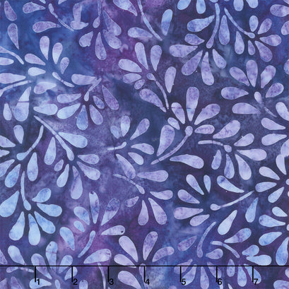 Artisan Batiks - Dancing Petals Sprigs Lupine Yardage