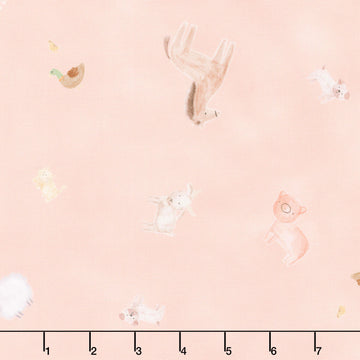 Farm Charm - Farm Animals Pink Lemonade Yardage