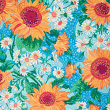 Sunflower Sonata - Sunflowers Aqua Yardage