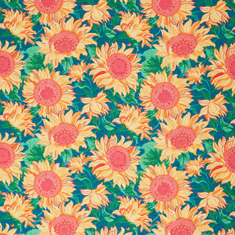 Sunflower Sonata - Sunflowers Teal Yardage